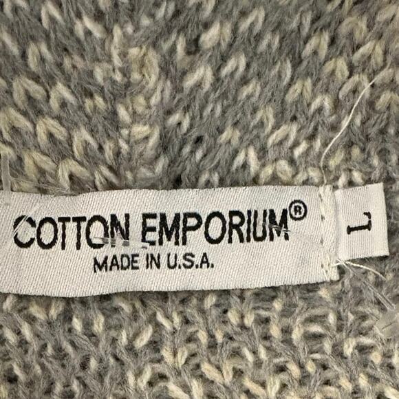 Cotton Emporium Cropped Waterfall Sweater L Cardigan NEW Gray Tan Acrylic Boho - Picture 8 of 11